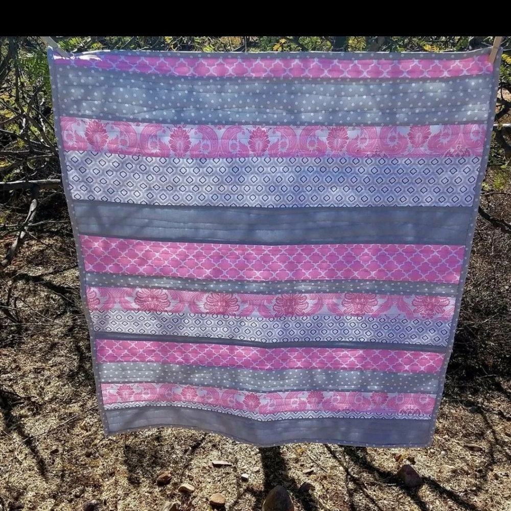 Handmade Quilt Grey and Pink - Picture 2 of 3